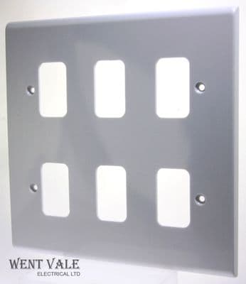 Ashley Grid  PGPP6  Moulded 2 x 2 Gang 6 Mod Separate Aperture Grid Switch Cover Plate