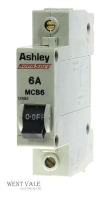 Ashley SupaSafe - MCB6/12892 - 6a Type 1 Single Pole MCB Used