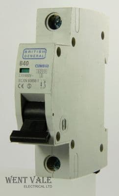 BG British General - CUMB40 - 40a Type B Single Pole MCB Used
