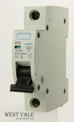 BG British General - CUMB50 - 50a Type B Single Pole MCB Used