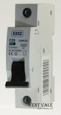 BG British General - CUMC20 - 20a Type C Single Pole MCB Used