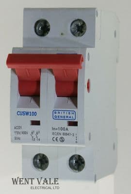 BG British General - CUSW100 - 100a Double Pole Switch Disconnector Used