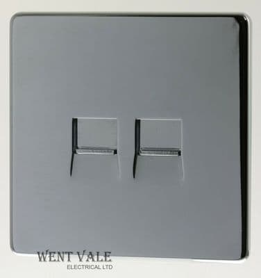 BG Decorative Screwless Flat Plate - FPCBTS2 - 2 Gang Secondary Telephone Socket