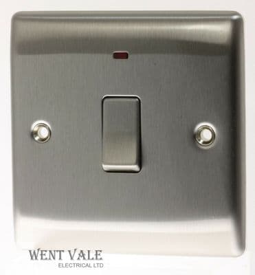BG Nexus Metal - NBS31 - 20A Double Pole Switch with Neon Power Indicator