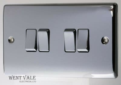 BG Nexus Metal - NPC44 - 10A 4 Gang 2 Way in Polished Chrome New