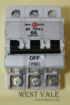 Bill Talisman - 3T063 - 6a Type 3 Triple Pole MCB Used
