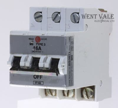 Bill Talisman - 3T163 - 16a Type 3 Triple Pole MCB Used