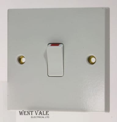 British General 930-01 - White Moulded - 1 Gang 20a Double Pole Switch New