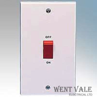 British General 973-01 - White Moulded - 2 Gang 45a Double Pole Switch New