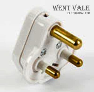 British General PT2W-01 - White Moulded - 2a Round Pin Sleeved Plug New