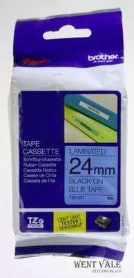 Brother P-Touch - TZe-551 - 24mm x 8mtr Printer Tap Cassette Black on Blue New
