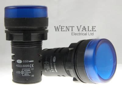 CGD - AD22-22DS - 22mm 230 vac LED Panel Pilot/Indicator lamps Blue Lens