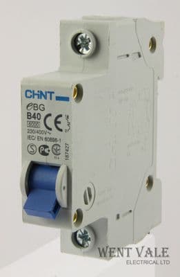 Chint EBG-B40-187427 - 40a Type B Single Pole MCB Unused