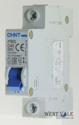 Chint EBG-C40-187427 - 40a Type C Single Pole MCB Used