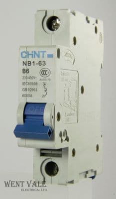 Chint NB1-63-B6 - 6a Type B Single Pole MCB Unused
