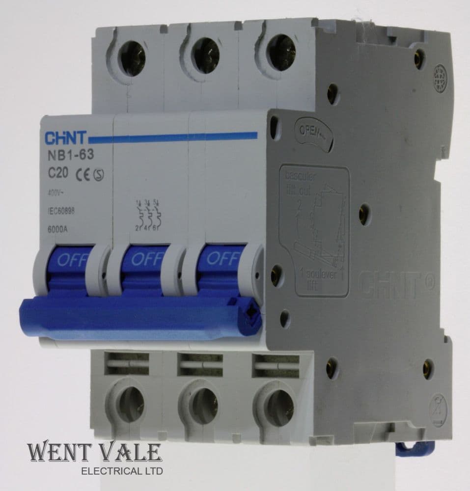 Chint NB1-63-C320 - 20a Type C Triple Pole MCB Unused