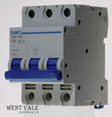 Chint NB1-63-C320 - 20a Type C Triple Pole MCB Unused