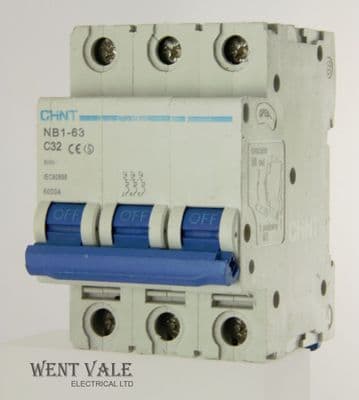 Chint NB1-63-C332 - 32a Type C Triple Pole MCB Used