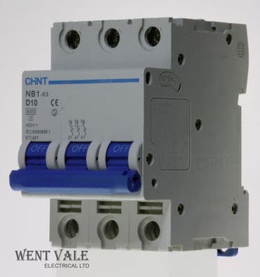 Chint NB1-63-D310 - 10a Type D Triple Pole MCB Unused