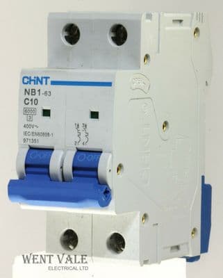 Chint NB1-63C2P10-971351 - 10a Type C Double Pole MCB Unused