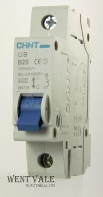 Chint UB-B20 - 984718 - 20a Type B Single Pole MCB Un-used