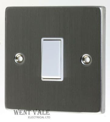 Click Deco VPSS011WH - 10a One Gang Two way Switch in Brushed Stainless Steel