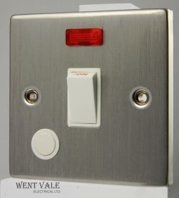 Click Deco VPSS023WH - 20a Double Pole Switch with Front Flex Outlet + Neon