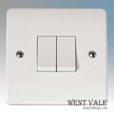 Click Mode CMA012 - White Moulded - 2 Gang 2 Way Plate Switch New
