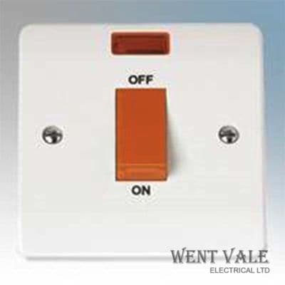 Click Mode CMA201 White Moulded 45a Cooker Double Pole Switch & Neon New