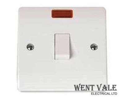 Click Mode - CMA623 - White Moulded 20a Double Pole Switch with Neon New