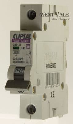 Clipsal Powerguard CMB145-PCB6B145G - 45a Type B Single Pole MCB Used