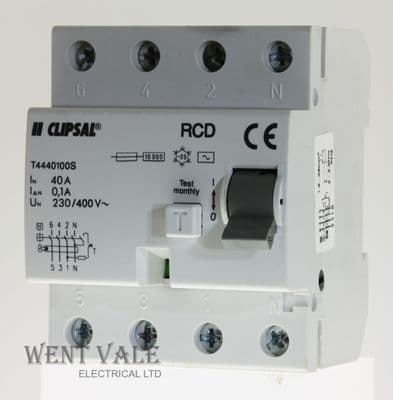 Clipsal T4440100S - 40a 100mA Type AC Four Pole RCD Unused In Box