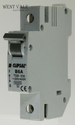 Clipsal TSB-106 - 6a Type B Single Pole MCB Used