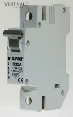 Clipsal TSB-132 - 32a Type B Single Pole MCB Used
