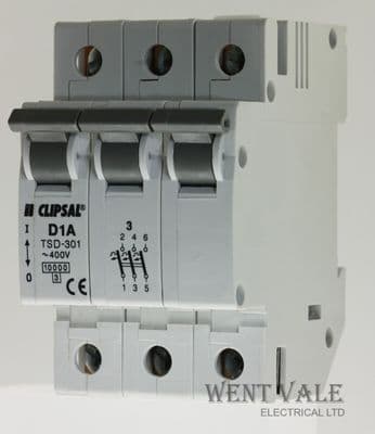 Clipsal TSD-301 - 1a Type D Triple Pole MCB Unused