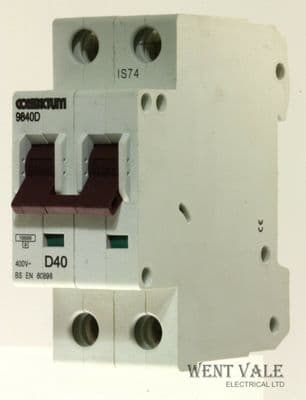 Contactum 9840D - 952729213 - 40a Type D Double Pole MCB Unused