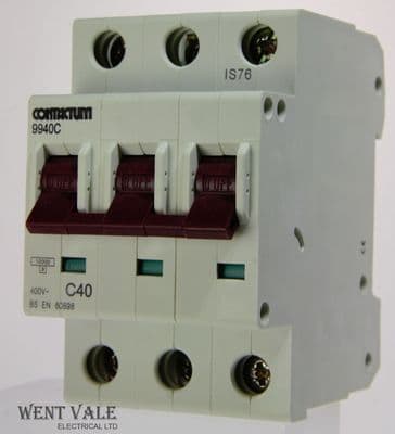 Contactum 9940C - 950729393 - 40a Type C Triple Pole MCB Unused