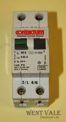Contactum A4003/2 - 40a 30mA Double Pole RCD Used
