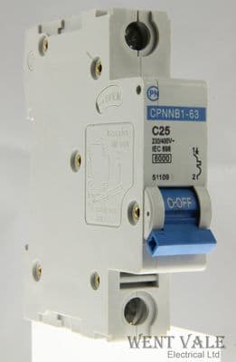CPN CPNNB1-63 - 25a Type C Single Pole MCB Un-used