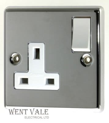 Crabtree Capital Metal Plate - 4314/HPS - 13a 1 Gang Chrome Switched Socket