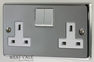Crabtree Capital Metal Plate  4316/HPS - 13a 2g Polished Chrome Switched Socket
