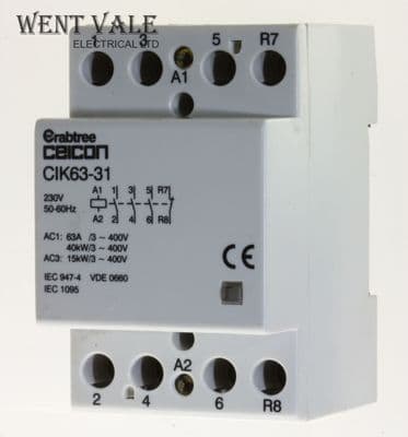 Crabtree Ceicon - CIK63-31 - 63a 4 Pole Contactor 3 NO 1 NC Contacts 230Vac Coil
