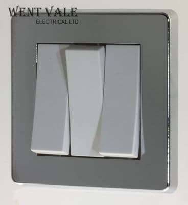 Crabtree Corinthian Range - 5173/HPC - 10ax 3 Gang 2 Way Switch with Chrome Trim