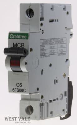 Crabtree Loadstar - 6FS06C - 6a Type C Single Pole MCB Used