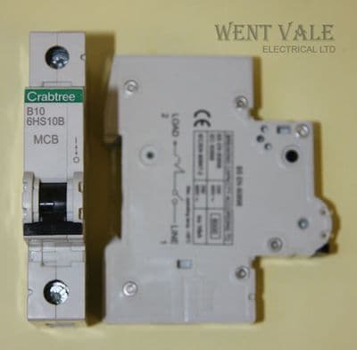 Crabtree Loadstar - 6HS10B - 10a Type B Single Pole MCB Latest Shape Used