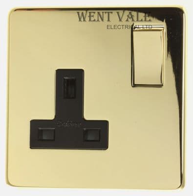 Crabtree Platinum - 7314/PB - 13a Single Switched Socket in Polished Brass