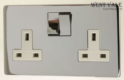 Crabtree Platinum - 7316/HPC - 13a Twin Switched Socket in Highly Polished Chrome