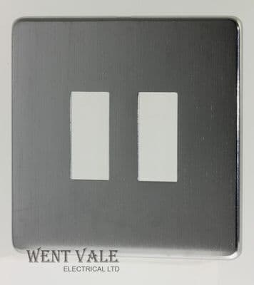 Crabtree Platinum Grid - 7512/SC - Satin Chrome 2 Module Grid Switch Plate