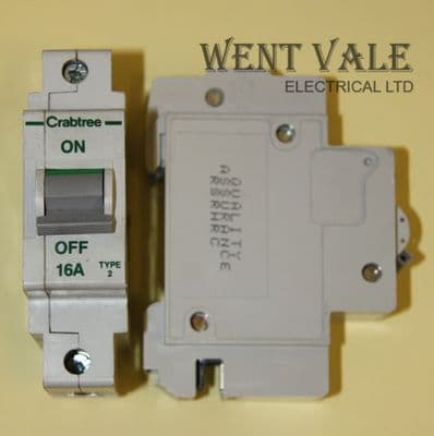 Crabtree Polestar - 602/16 - 16a Type 2 Single Pole MCB Used