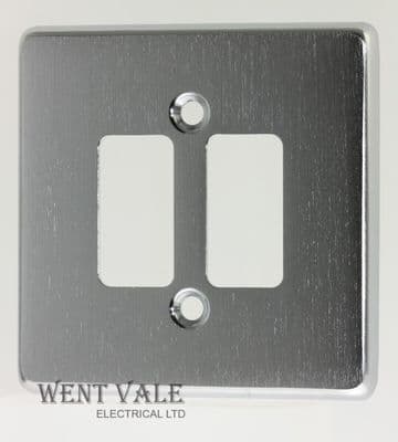 Crabtree Rockergrid - 6572/SC - Satin Chrome 1 Module Flush Switch Plate New